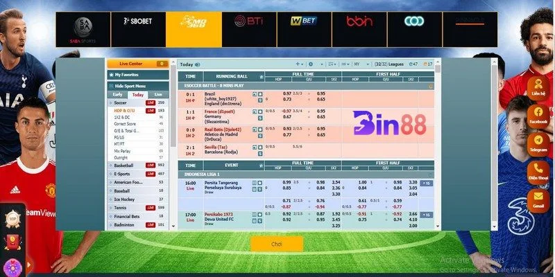 Kèo nhà cái BIN88 đa dạng thể loại, sẵn sàng cho cược thủ chốt kèo.